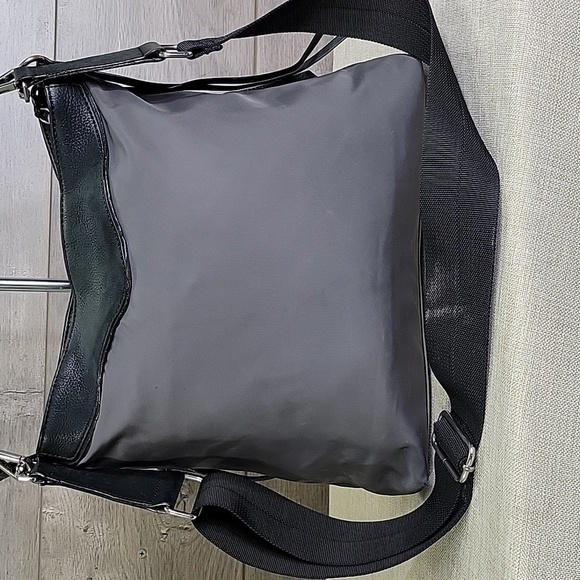 MZ Wallace Gray and Black Nylon Leather Crossbody Shoulder Bag - Picture 4 of 14